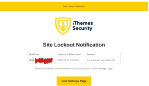 iThemes Security Site Lockout Notification email 