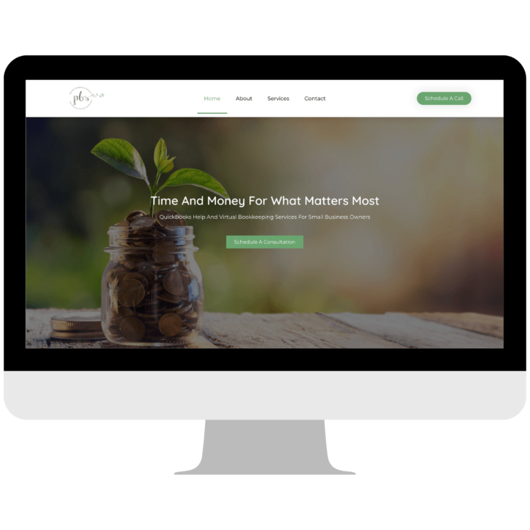 Desktop mockup of Prosperity Bookkeeping Solutions website